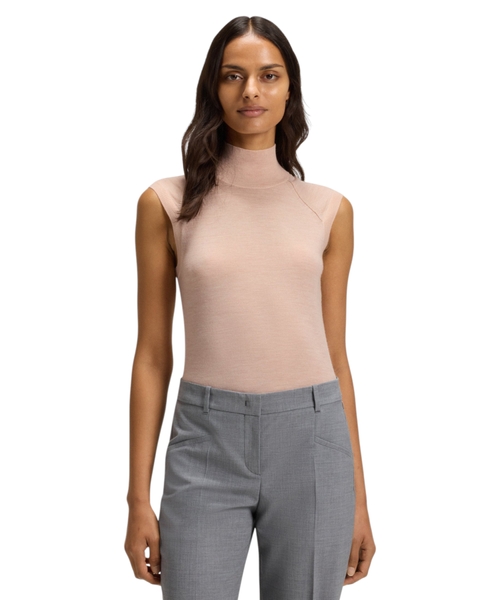 High-neck top in merino wool