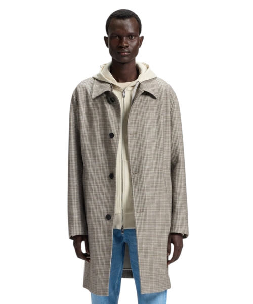 Classic-fit coat with check pattern