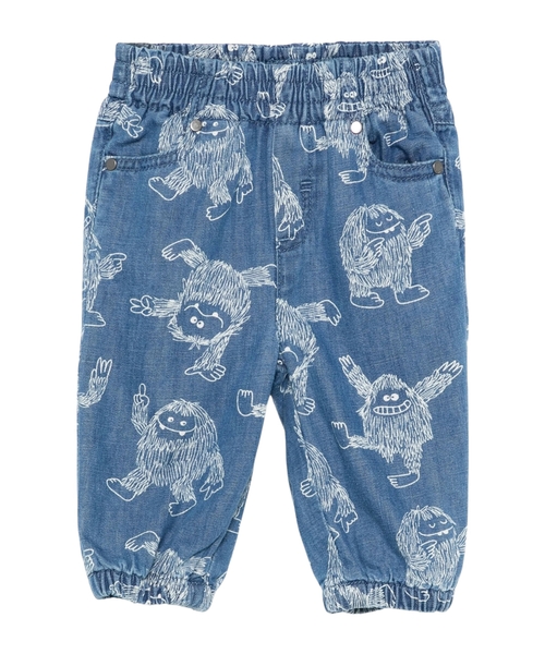 Denim pants with print