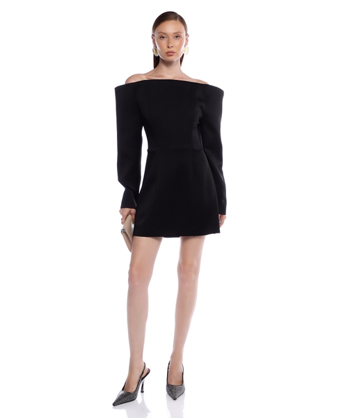 Off-shoulder satin mini dress