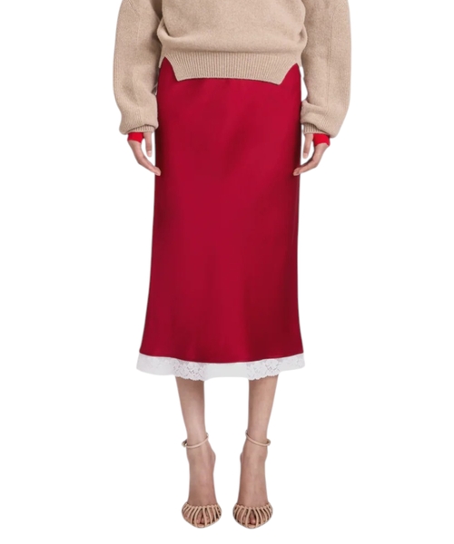 Юбка миди с кружевной отделкой