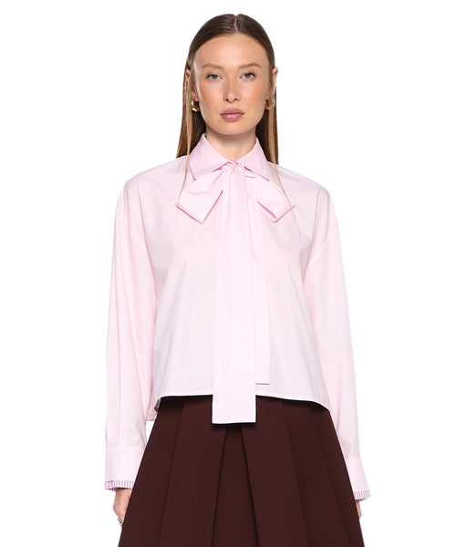 Хлопковая рубашка с бантом