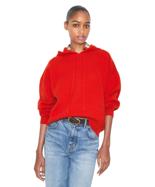 Cropped wool hoodie