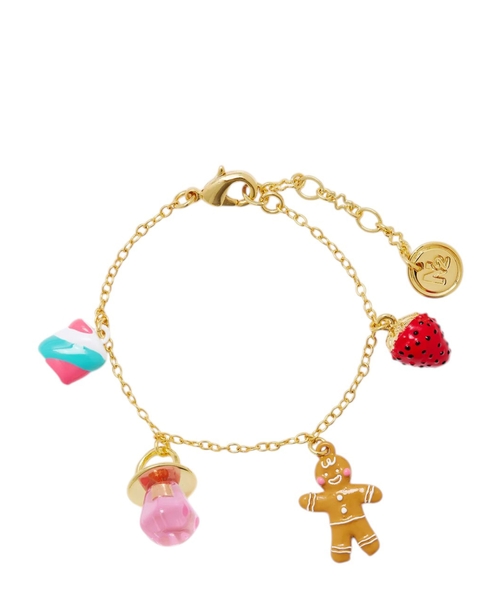 Gingerbread man, strawberries, lollipop and marshmallow fine bracelet