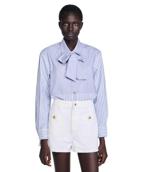 Рубашка в полоску со съемным галстуком