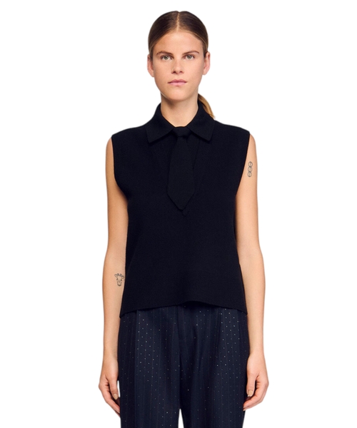 Джемпер с завязкой на шее