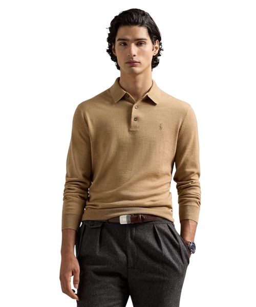 Wool polo-collar jumper