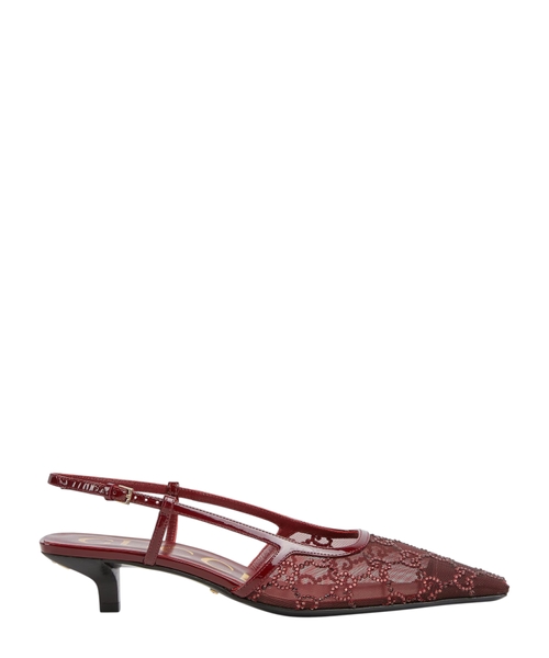 GG kristal bəzəkli slingback ayaqqabı