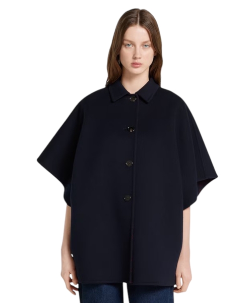 Двустороннее пальто из шерсти и шелка с узором GG