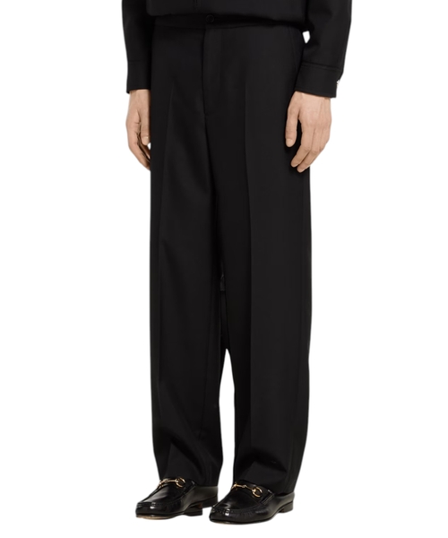 Брюки из смесовой шерсти и твила с логотипом