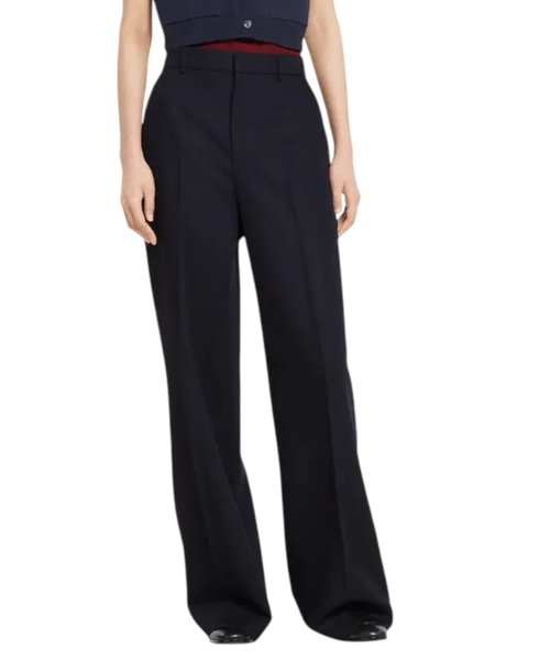 Wool pants with logo