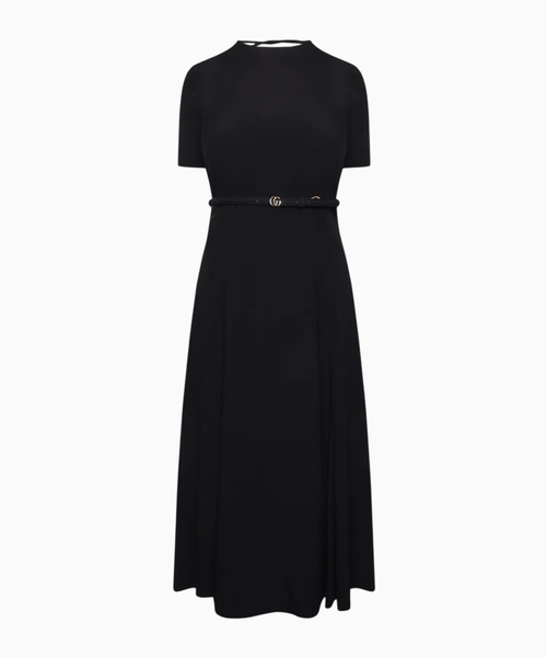 Satin dress with belt