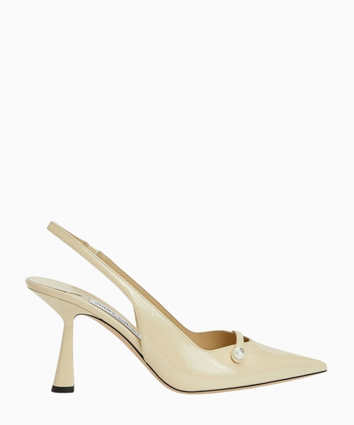 Parlaq nappa dərili slingback ayaqqabı