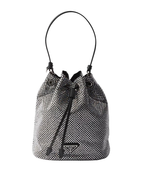 Mini crystal-studded satin bag