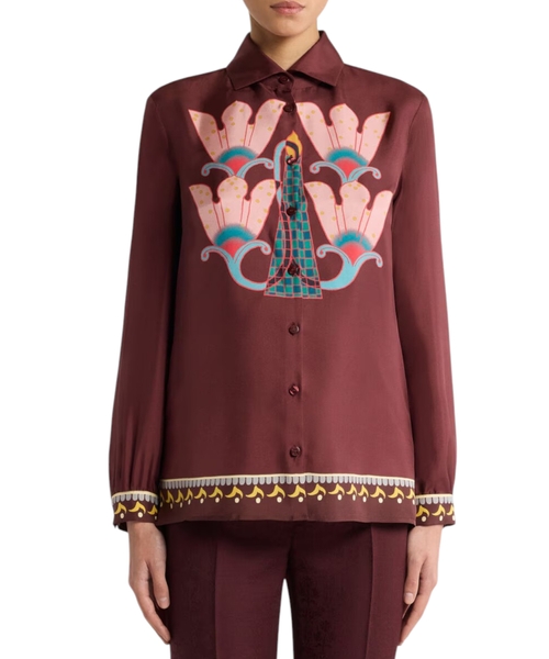 Шелковая рубашка с цветочным принтом