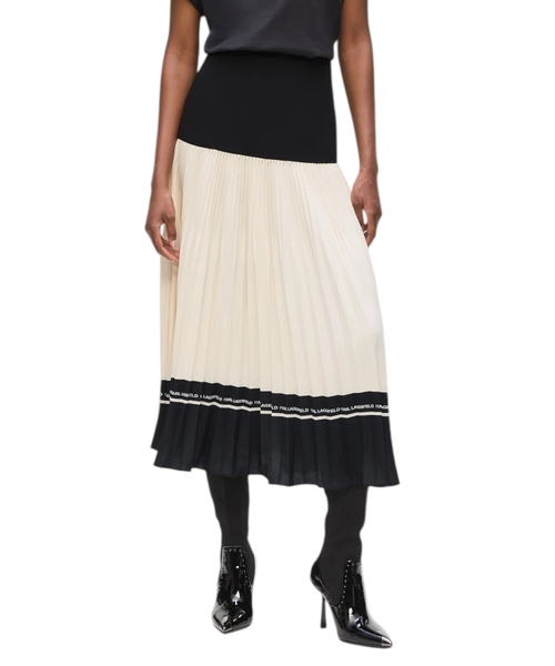 Pleated midi skirt with logo