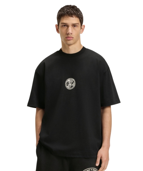 Boks təsvirli pambıq cersi T-shirt