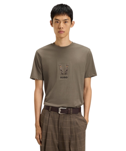 Cotton-jersey T-shirt with embroidered logo artwork
