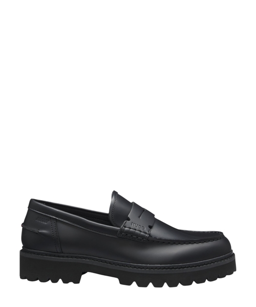 Leather loafers with lug outsole