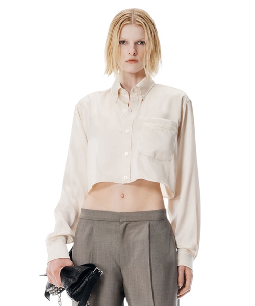 Укороченная рубашка из шелка charmeuse