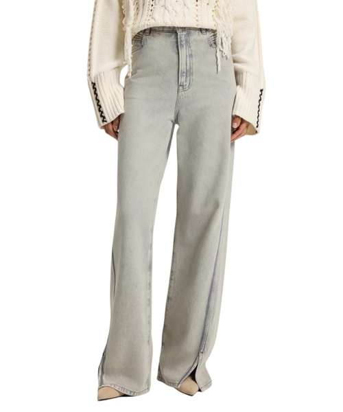 Wide leg cotton jeans