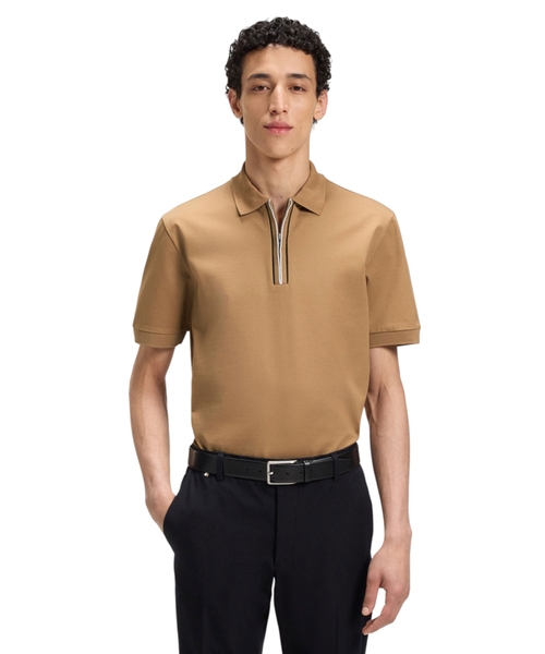 Поло из мерсеризованного хлопка с воротником на молнии