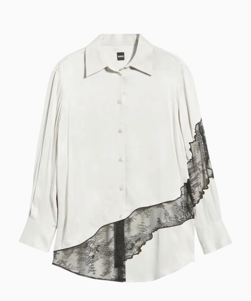 Regular-fit blouse with lace details