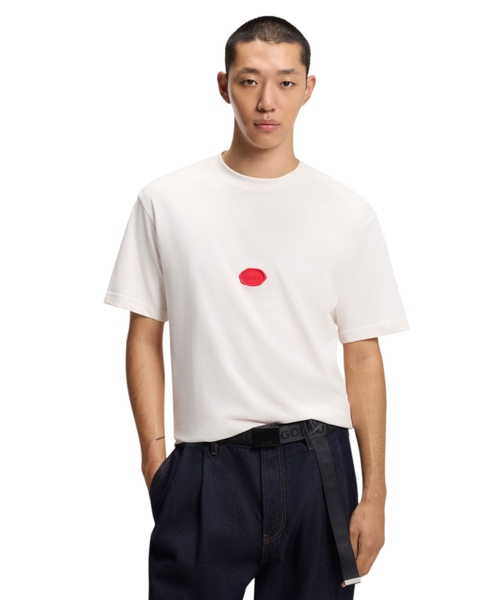 Mum möhürü loqolu pambıq cersidən T-shirt