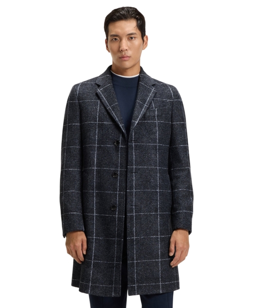 Slim-fit coat with plain check