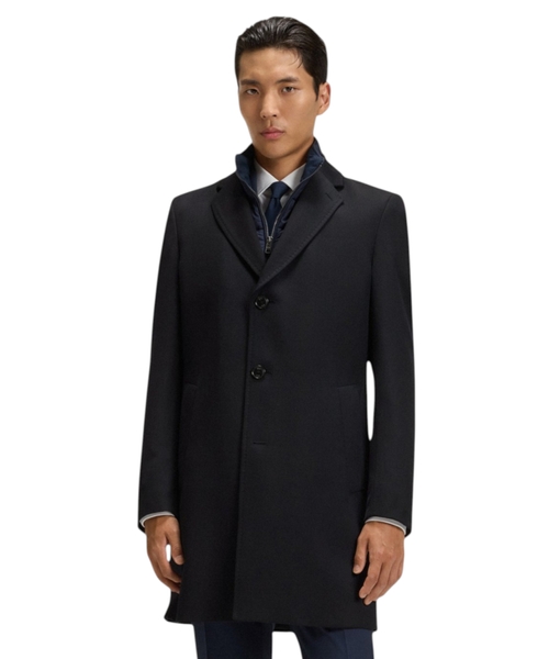 Slim-fit water-repellent coat with detachable inner