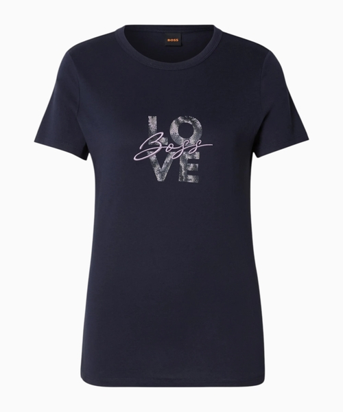 Loqolu dar biçimli pambıq cersi T-shirt