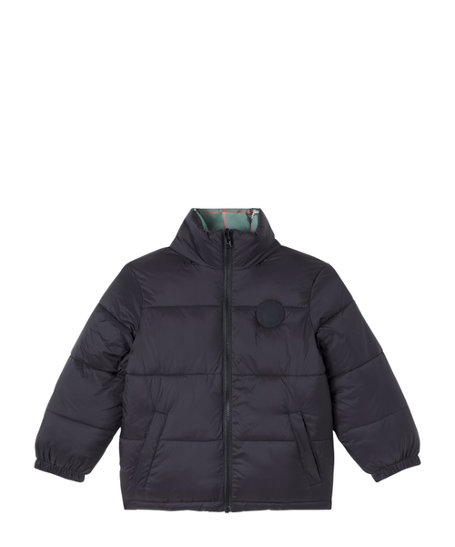 Checked reversible puffer jacket