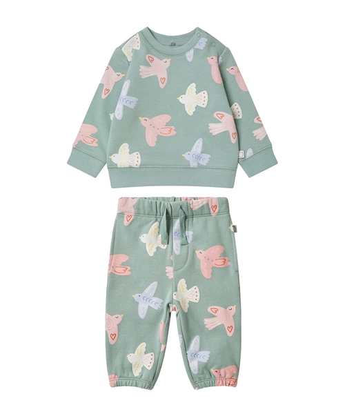 Xлопковый костюм с принтом птиц