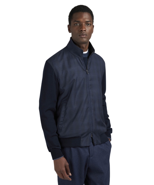 Checked bomber jacket with zipper