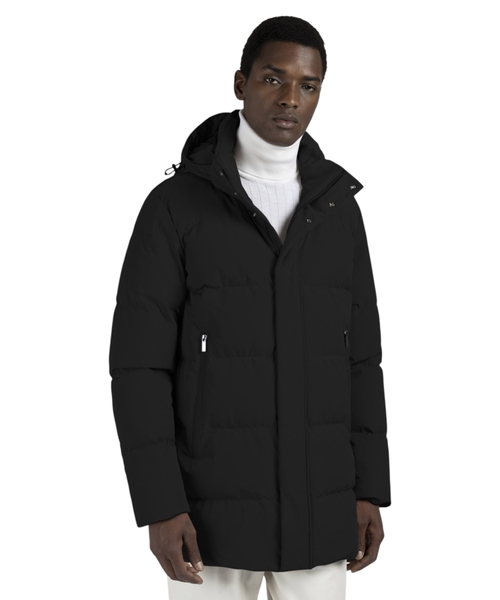 Quilted nylon hooded jacket