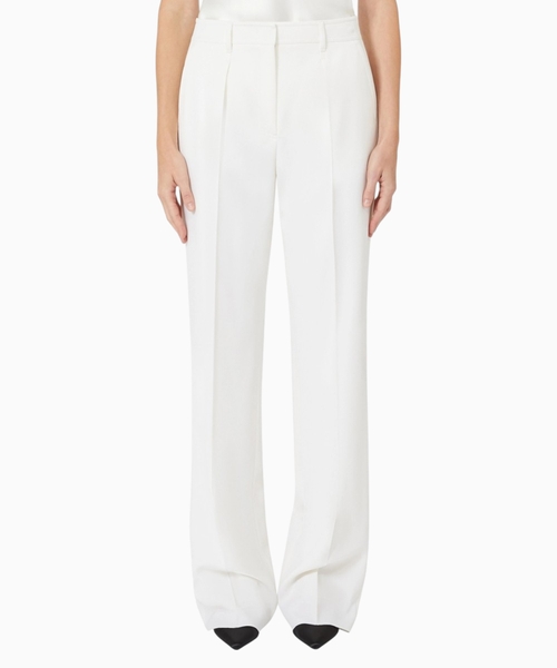 Straight gabardine wool trousers