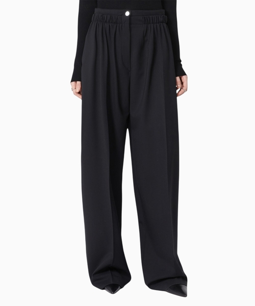 Wide-fit wool trousers