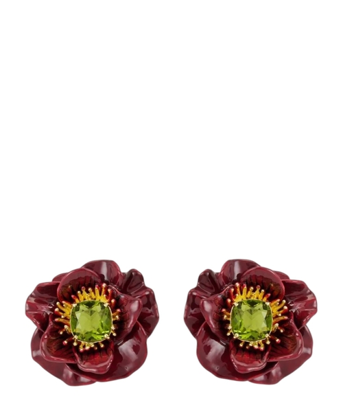 Bordo anemon çiçəkli və yaşıl fasetli daş sırığa