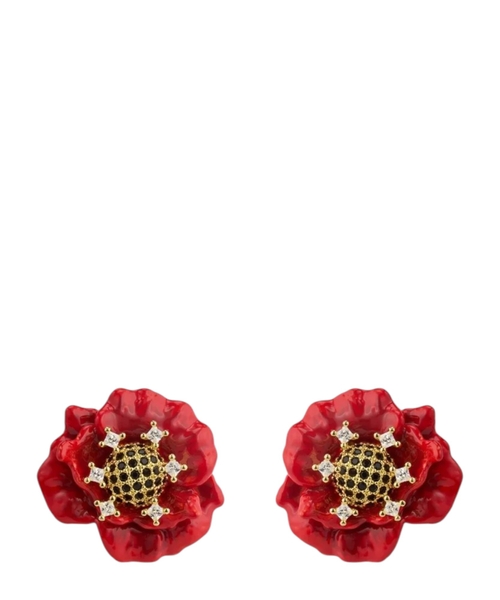 Qırmızı lalə və kub zirkon sırğa