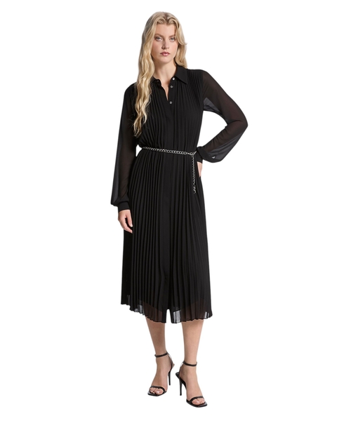 Плиссированное платье-рубашка Georgette