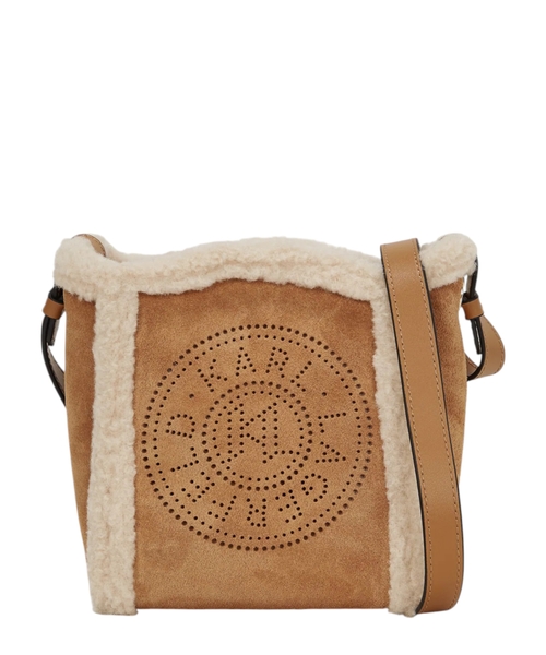 K/Circle small shearling bucket bag