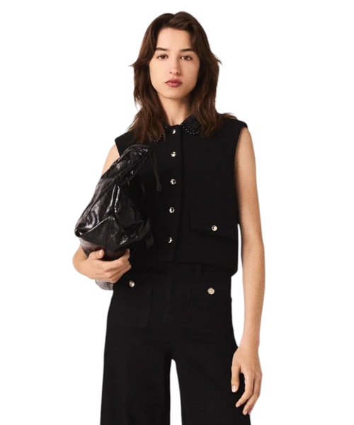 Твидовый топ с бархатной отделкой