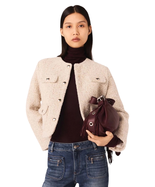 Укороченный твидовый пиджак из букле