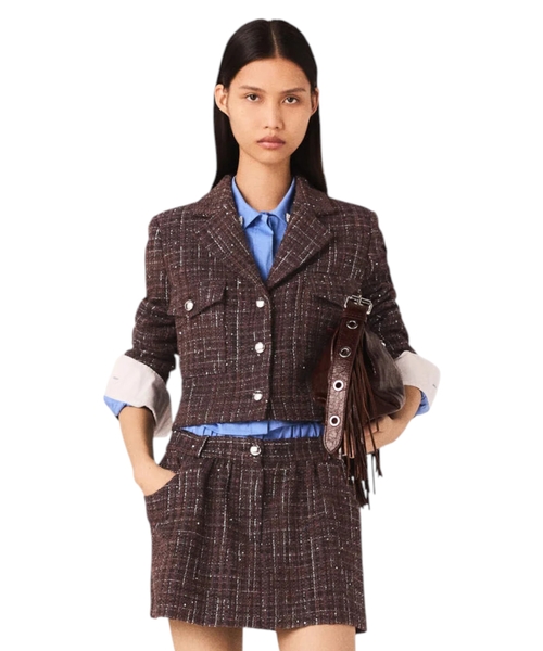 Короткий твидовый пиджак