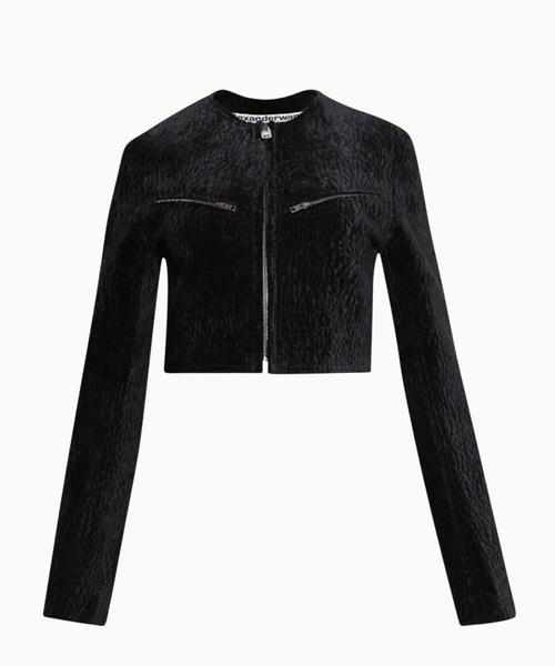Grain velvet cropped jacket