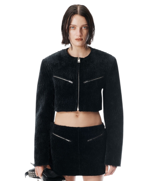 Grain velvet cropped jacket