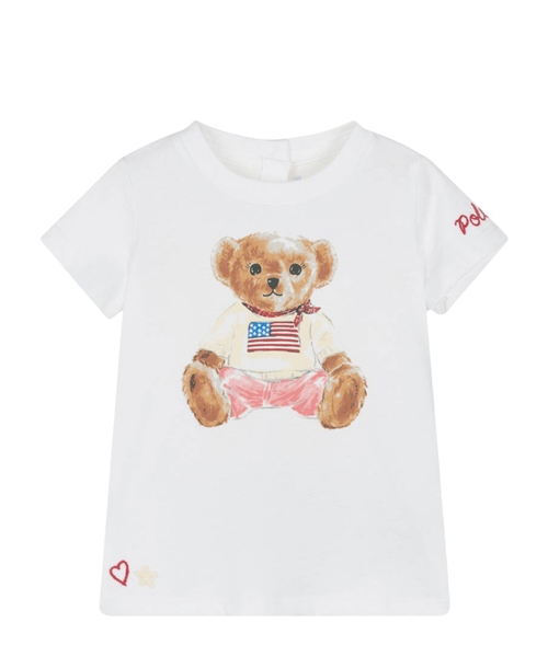 Cotton jersey t-shirt with polo bear print