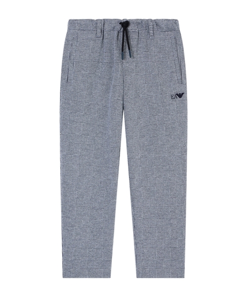 Plaid trousers with logo embroidery