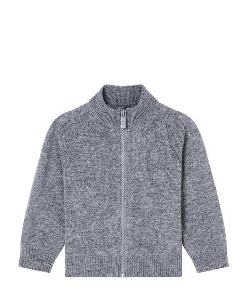 Zip-up cardigan with jacquard logo