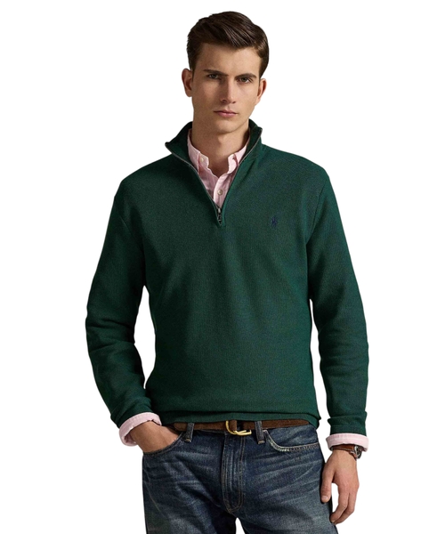 Zip-up cotton sweater